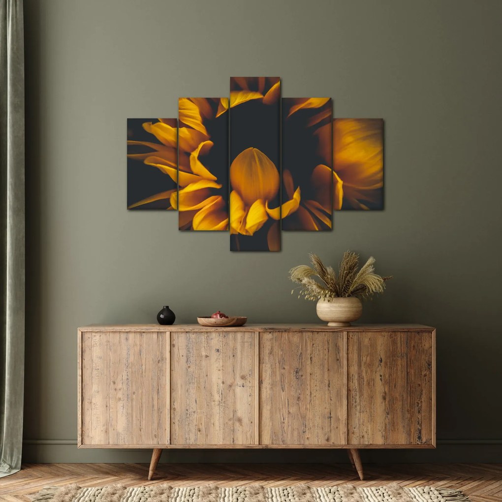 Tablou - Floarea-soarelui în fundal negru (150x105 cm)