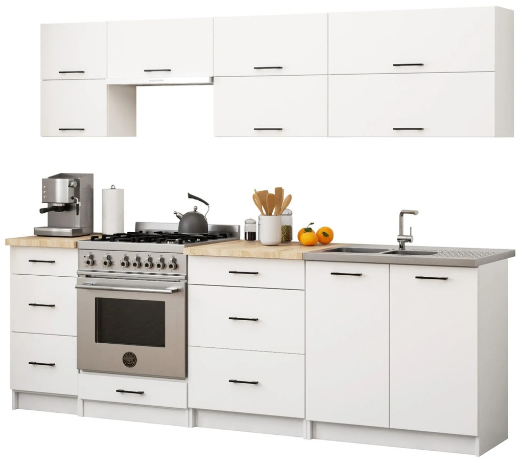 Set de bucătărie 240 cm Ozara VI (Alb). 1070945