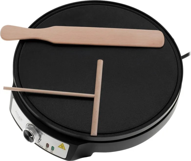Aparat pentru clătite Adler AD 3093, 1600W, 30 cm, Ustensile incluse, Negru/Inox