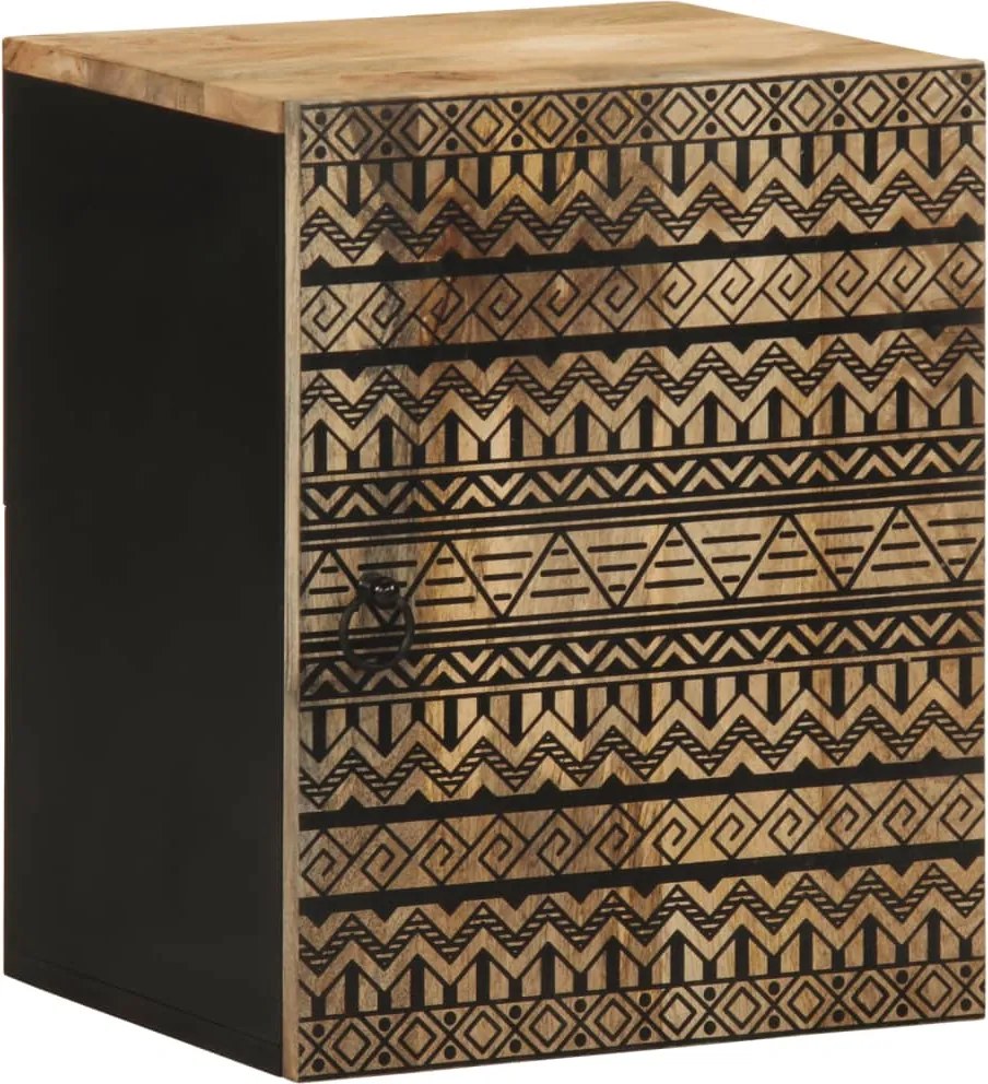 vidaXL Dulap suspendat de baie negru 38x33,5x48cm, lemn masiv de mango