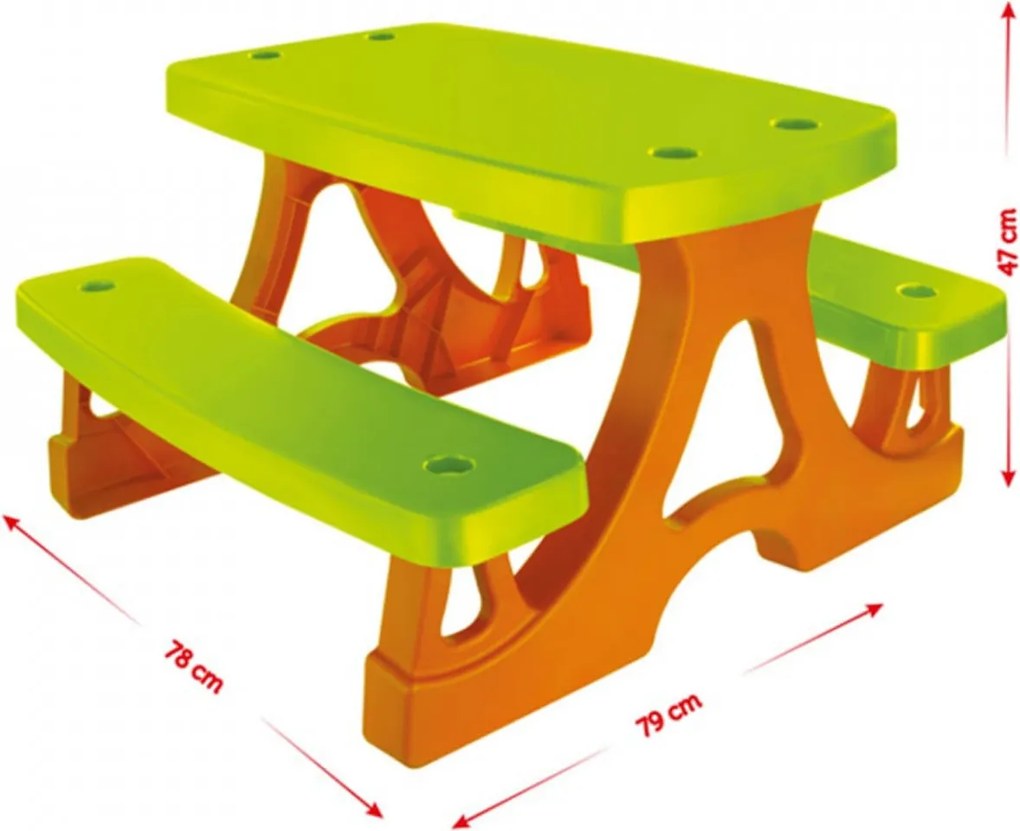 Masuta copii cu bancuta din plastic aditivat Novokids™ Picnic Table, Pentru interior si exterior, Dimensiuni 79x78x47 cm , Suprafata antiaderenta,