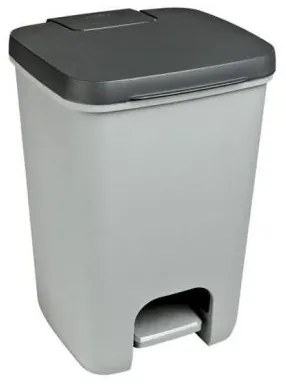 Cos de gunoi cu pedala, plastic, gri, 20 L, 30.3x29.4x42.8 cm, Curver