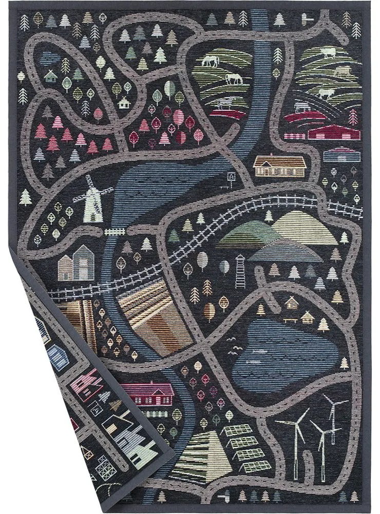 Covor cu 2 fețe Narma Ülejõe, 140 x 200 cm, negru