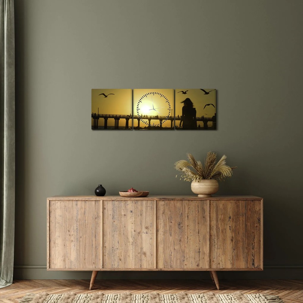 Tablou - Plimbare pe plajă (cu ceas) (90x30 cm)