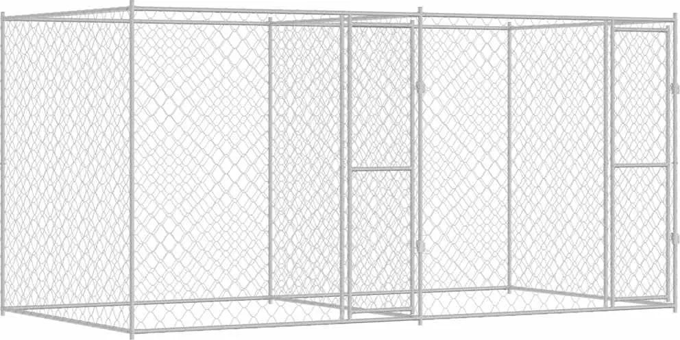 vidaXL Cușcă pentru câine Argintiu 400 x 200 x 200 cm Oțel Galvanizat