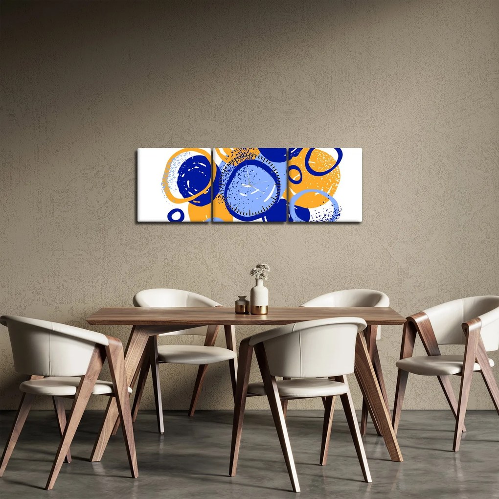 Tablou - Motiv luminos cu cercuri (cu ceas) (90x30 cm)
