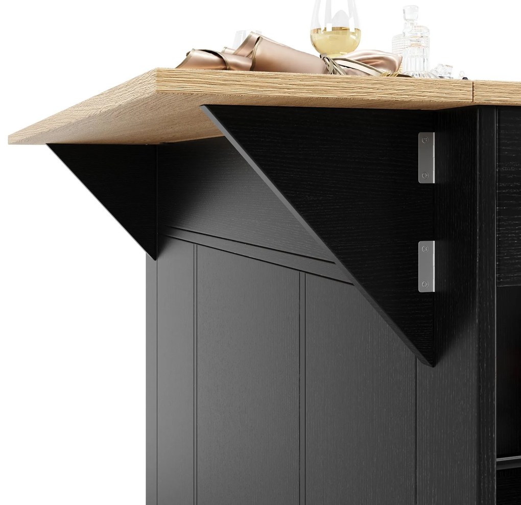 Insulă de bucătărie cu blat rabatabil, Negru | Aosom Romania