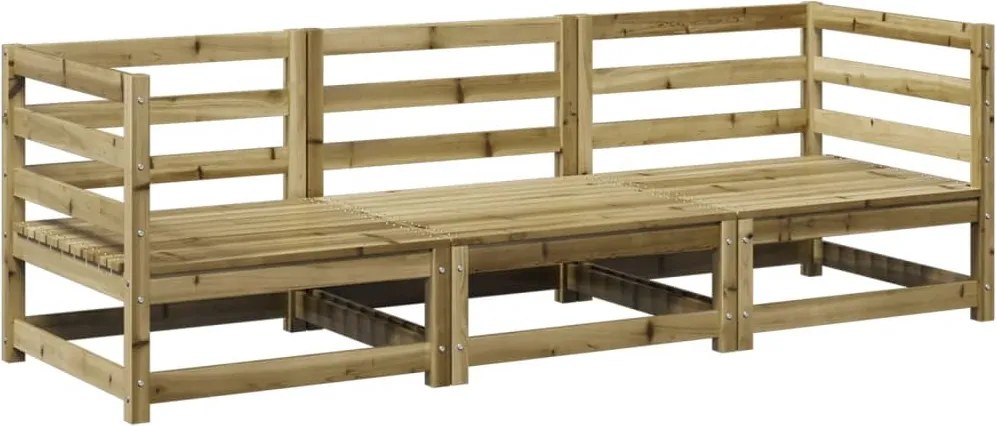 vidaXL Set canapea de grădină, 3 piese, lemn de pin tratat