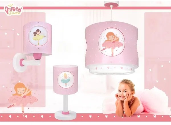 Dalber 60912 - Lustră pentru copii PRINCESS DANCE, 1xE27/15W/230V, roz