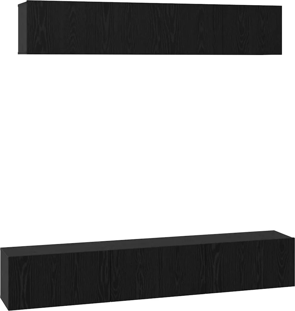 vidaXL Set comodă TV Pe perete 5 pcs Stejar Negru Lemn compozit