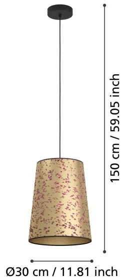 Lustră pe cablu Eglo 390292 CASTUERA 1xE27/25W/230V auriu/roz