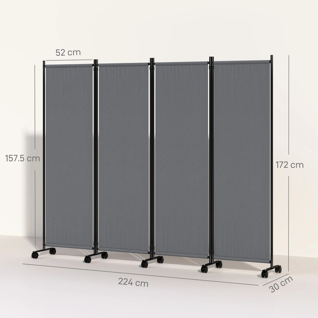 Outsunny Separator Pliabil pentru Cameră cu Roți, Paravan Mobil pentru Intimitate, 5.6ft Înălțime | Aosom Romania