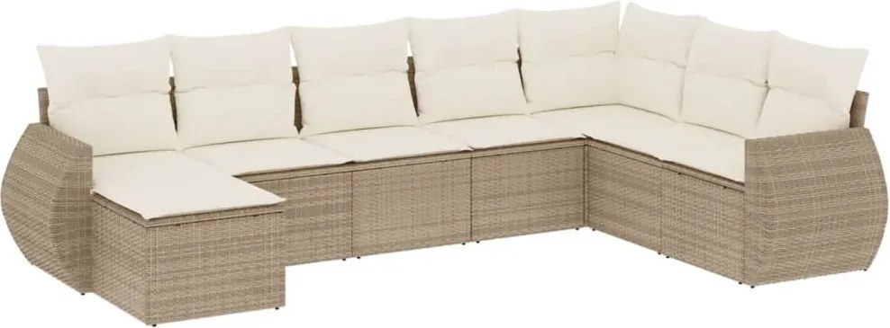 vidaXL Set canapele de grădină, 8 piese, cu perne, bej, poliratan