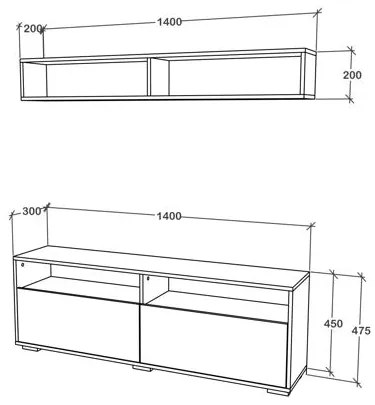 Living Obu, Alb, L 140 cm