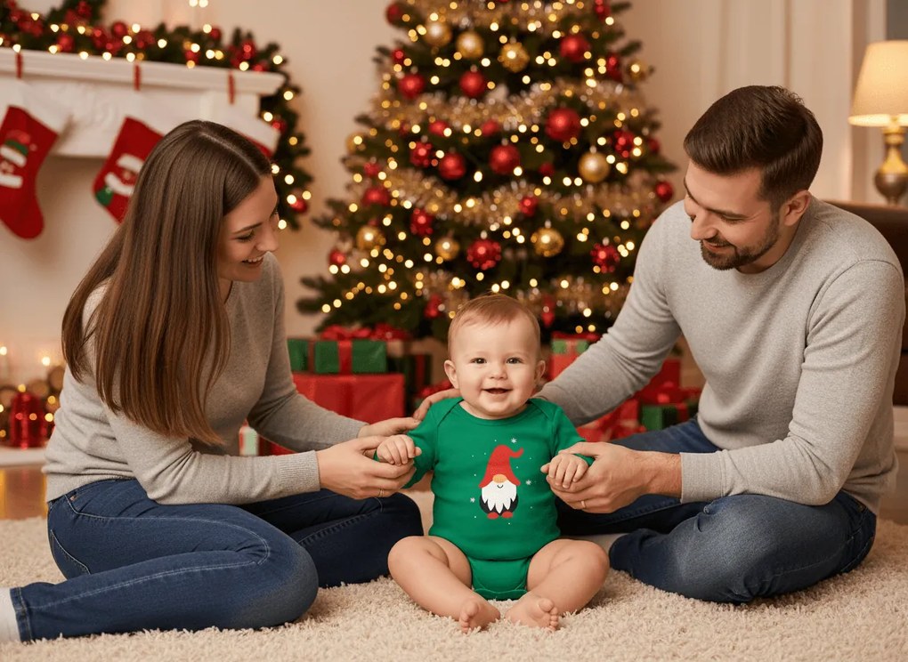 Body pentru copii cu maneca lunga CHRISTMAS BOYS verde - diferite marimi Marime: 74 - 80