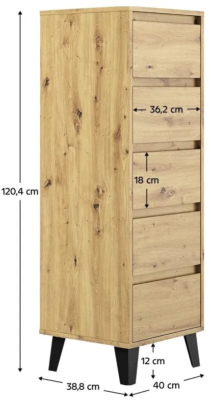 Comodă Brisas 3 (stejar artisan + negru) . 1116261
