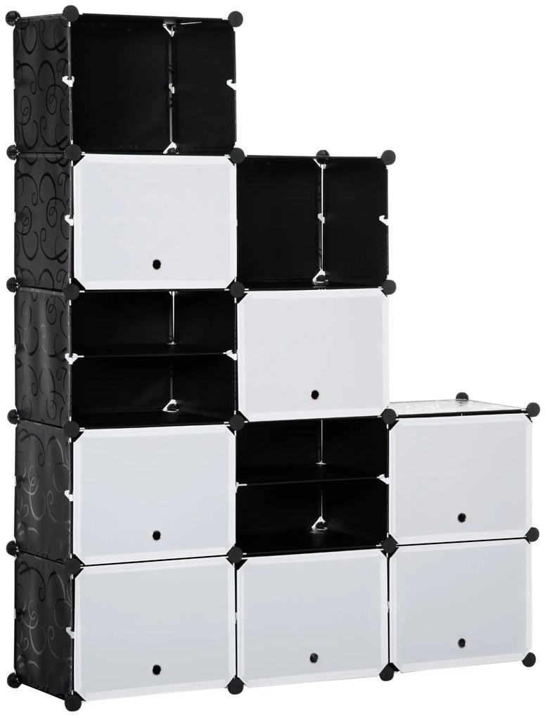 HOMCOM Mobilier de depozitare Mobilier pentru pantofi modular 12 cuburi cu uși și rafturi - dim. 125L x 32l x 125Î cm - negru | Aosom Romania
