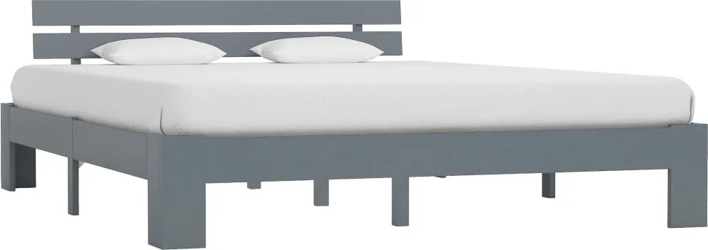 vidaXL Cadru de pat cu tăblie, gri, 160x200 cm, lemn masiv de pin
