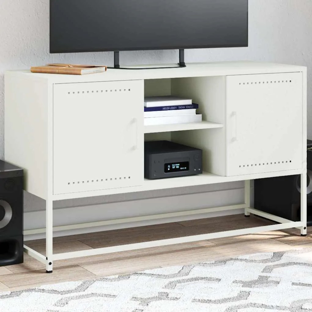 vidaXL Dulap TV, alb, 100,5x39x60,5 cm, oțel