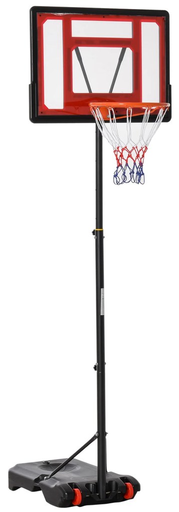 HOMCOM Suport de basket cu roți, Coș de basket reglabil, independent, Plastic, Oțel, 75L x 83L x 205-261H cm | Aosom Romania