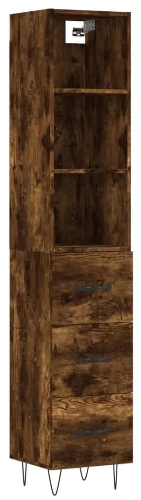3189698 vidaXL Dulap înalt, stejar fumuriu, 34,5x34x180 cm, lemn prelucrat