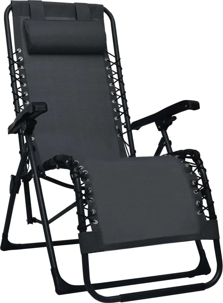 vidaXL Scaun șezlong pliabil, negru, textilenă