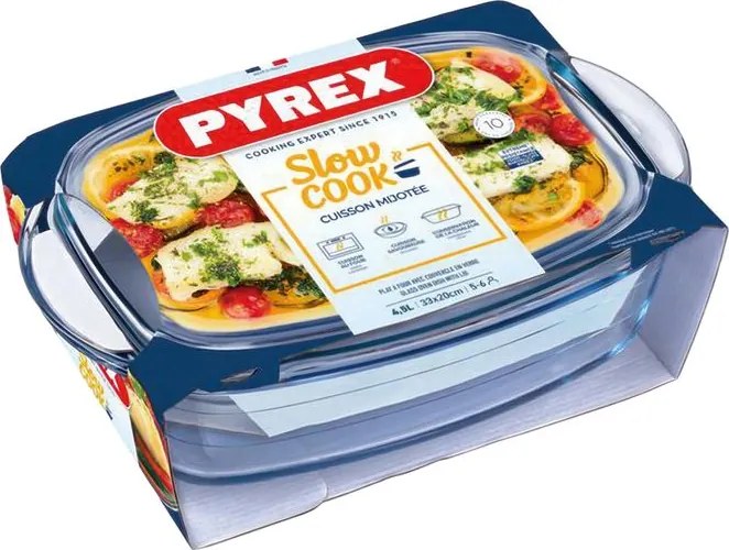 Pyrex Vas de sticlă pentru copt cu capac PYREX 6,7 l