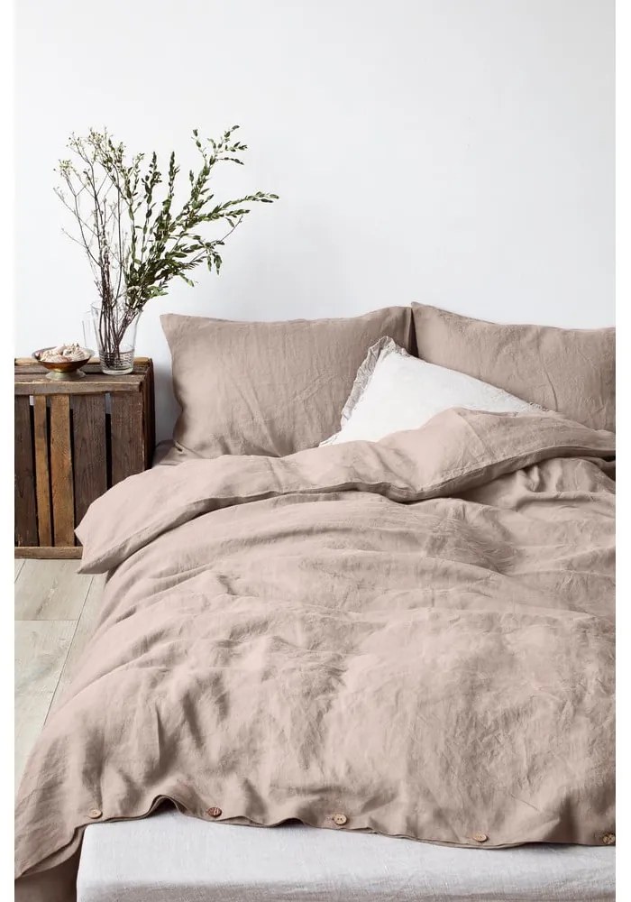 Față de pernă din in Linen Tales, 70 x 90 cm, maro deschis