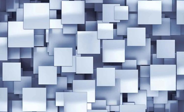 Abstract Squares Modern Blue Fototapet, (104 x 70.5 cm)