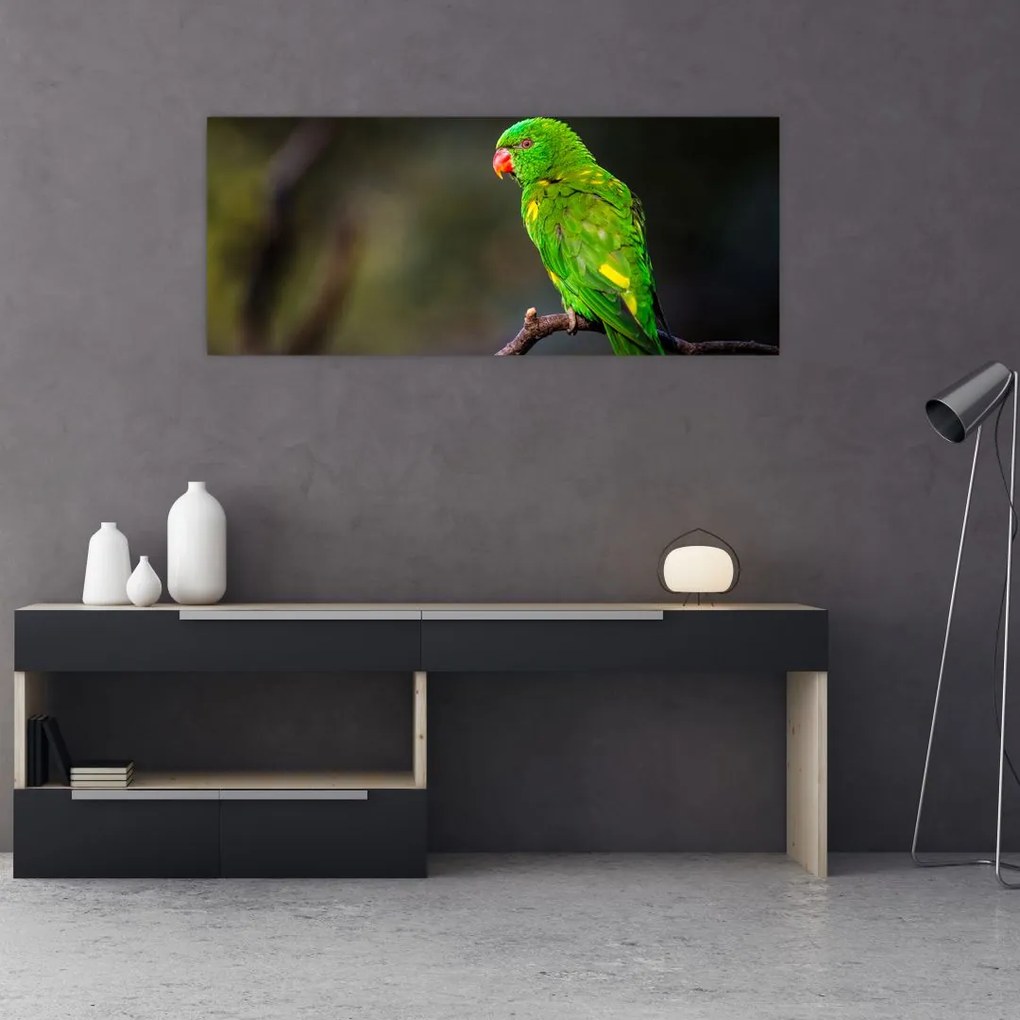 Tablou cu papagal pe greangă (120x50 cm)