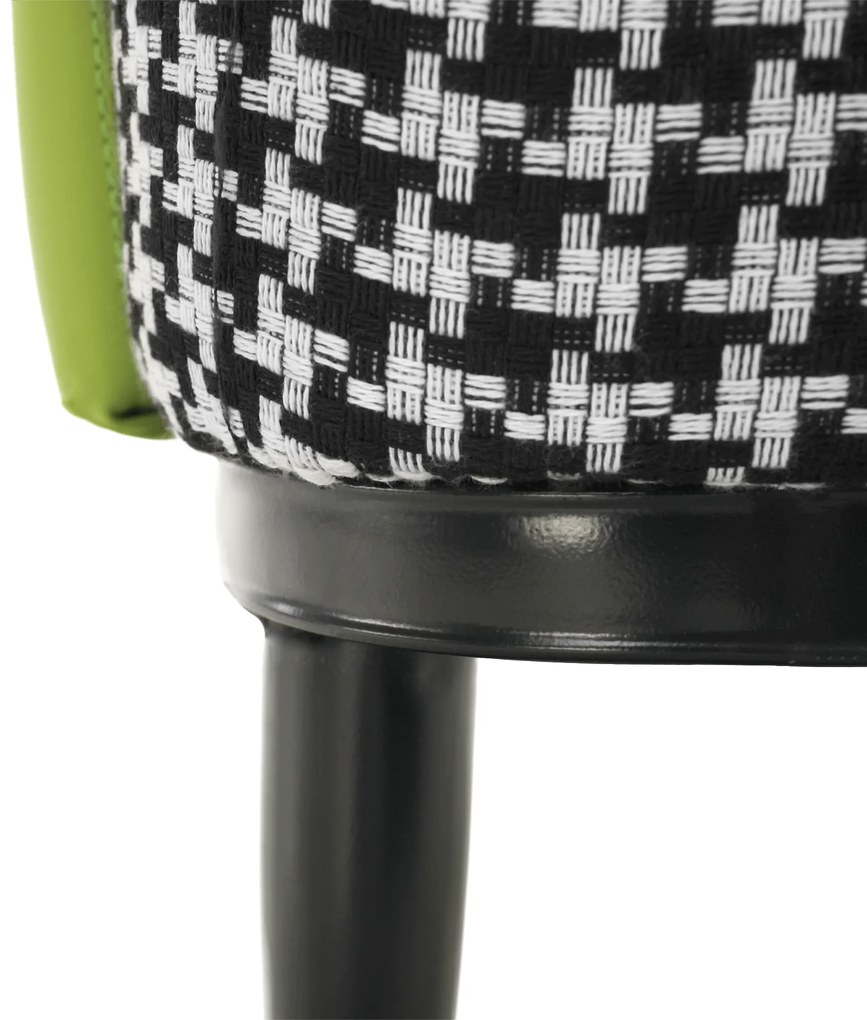 Fotoliu design, model alb-negru/ piele ecologică verde, EMREN