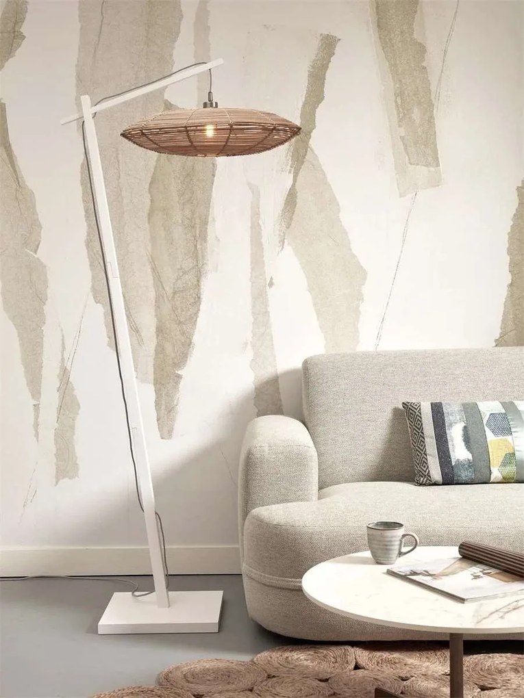 Lampadar eco din bambus cu ratan Tanami L white/disc, nat