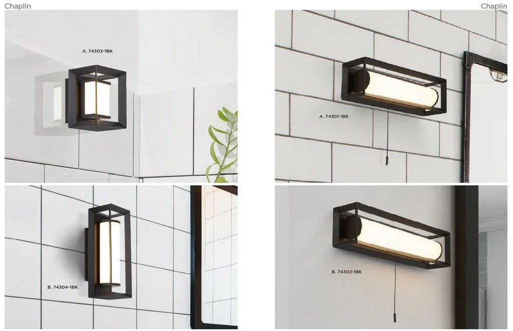 Mini Aplica de perete LED pentru baie IP44 Chaplin 74304-1BK SRT