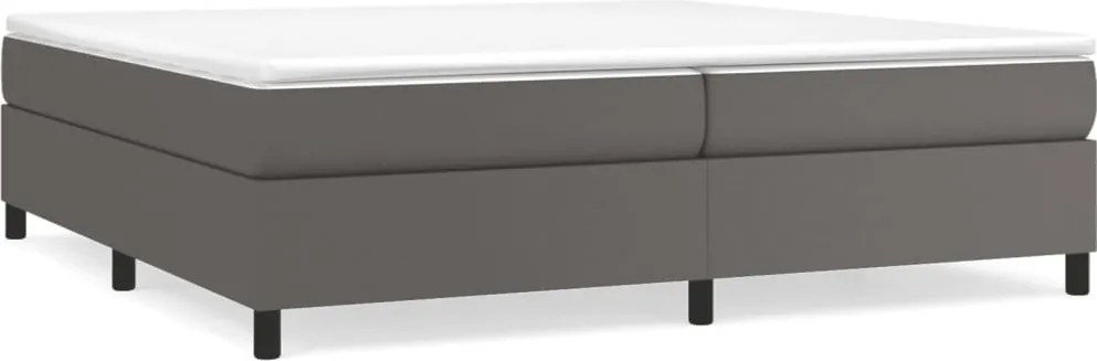 vidaXL Cadru de pat cu arcuri, gri, 200x200 cm, piele ecologică