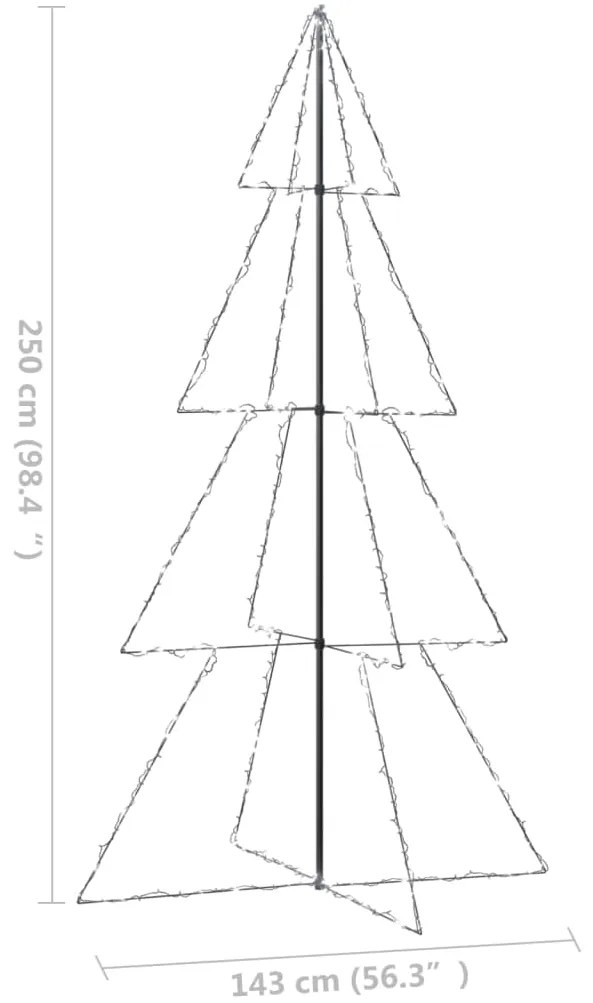 Brad Craciun conic 360 LED-uri, 143x250 cm, interior  exterior 1, Alb rece, 143 x 250 cm