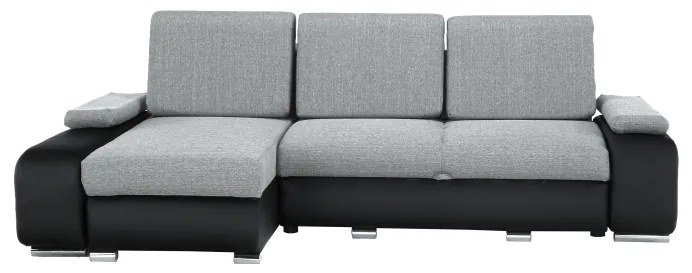 Colţar, piele ecologică negru/material textil gri, model stânga, LATE