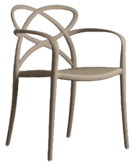 SET 4 SCAUNE CU BRATE INFINITY -POLIPROPILENA-HORECA - BEJ TAUPE