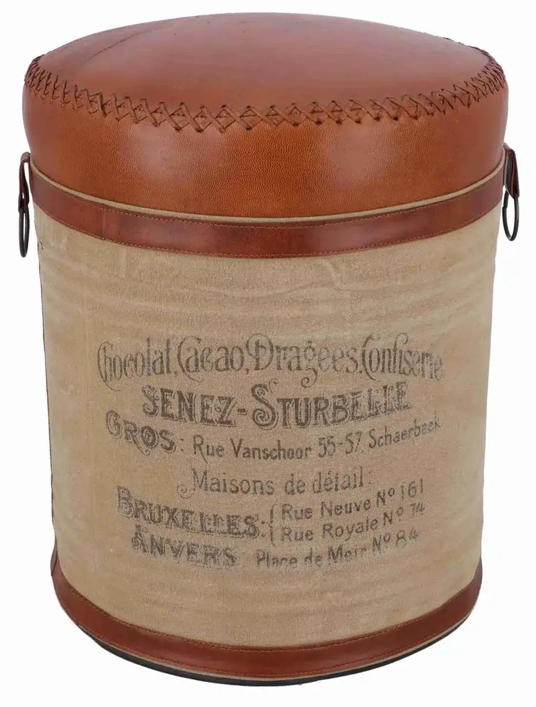 Taburet vintage tip butoi cu spatiu de depozitare – Chocolat Cacao Dragées