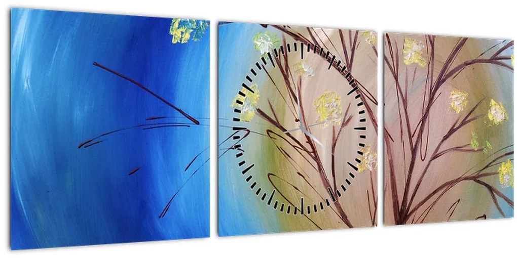 Tablou - Copac în fața soarelui (cu ceas) (90x30 cm)