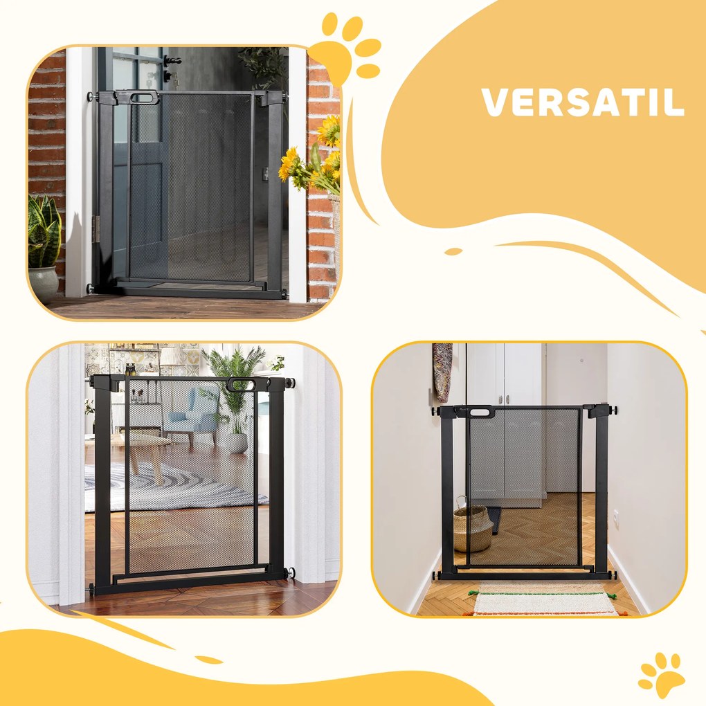 PawHut Poarta de Siguranta Reglabila 76–103 cm pentru Usi/Scari – Negru | Aosom Romania