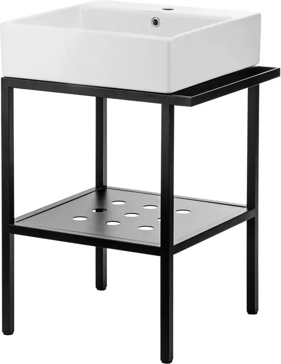 Set dulap baza negru mat +lavoar alb Deante Temisto 50x66.5x70 cm