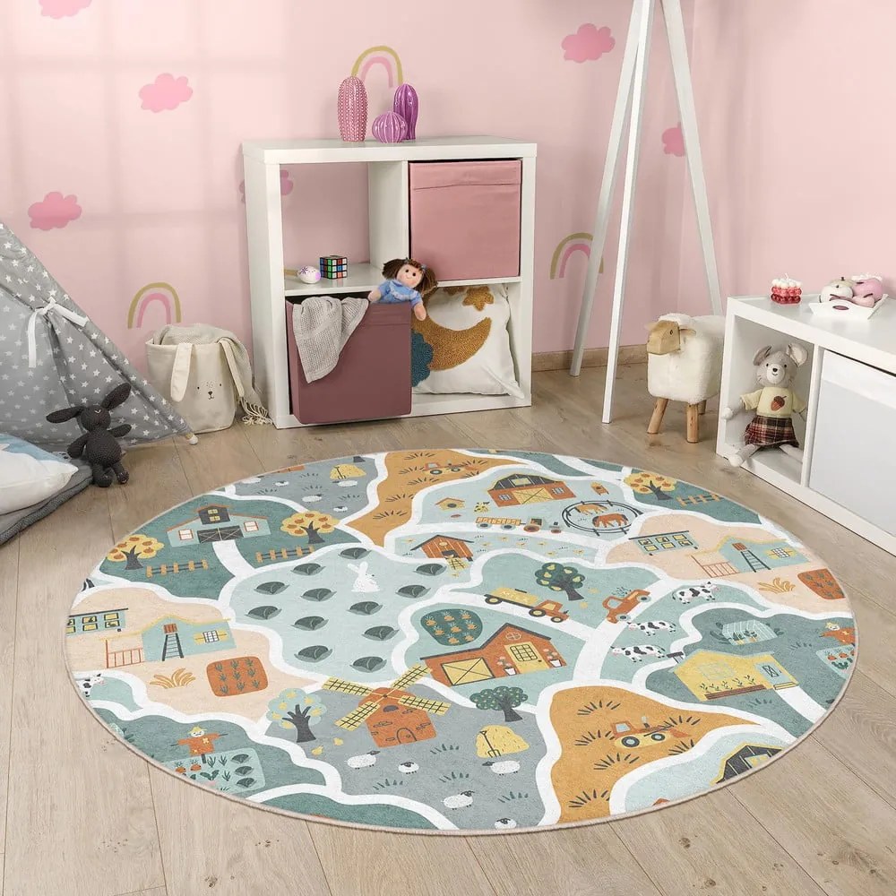 Covor de joacă pentru copii lavabil ø150 cm Farmer's Life – Mila Home