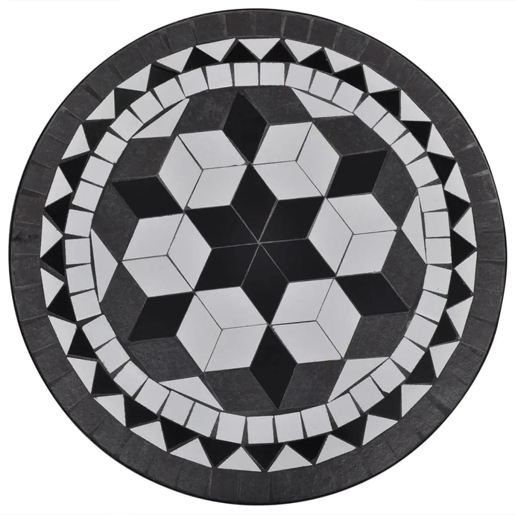 Masa de bistro, alb si negru, 60 cm, mozaic 1, Negru, Rotund