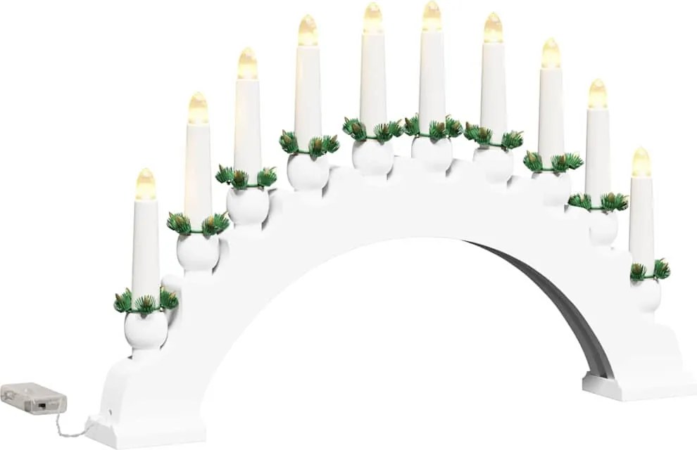 vidaXL Arhă de Crăciun cu 10 lumânări LED Alb 47 x 5 x 29 cm
