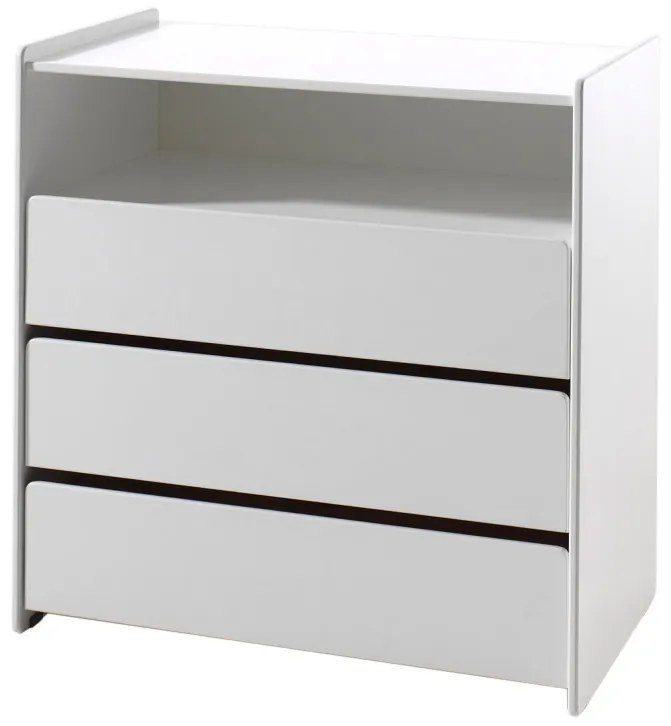 Set Mobilier Kiddy pentru Camera Bebelușului – Pătuț 60x120 cm, Comodă, Placă de Înfășat & Dulap 3 Uși – Alb – Vipack