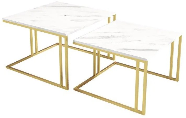 Set 2 măsuțe cafea Froyd Gold (auriu + Marmură Alb) . 1105863