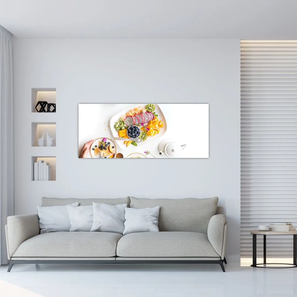 Tablou cu farfurie cu fructe pe masă (120x50 cm)