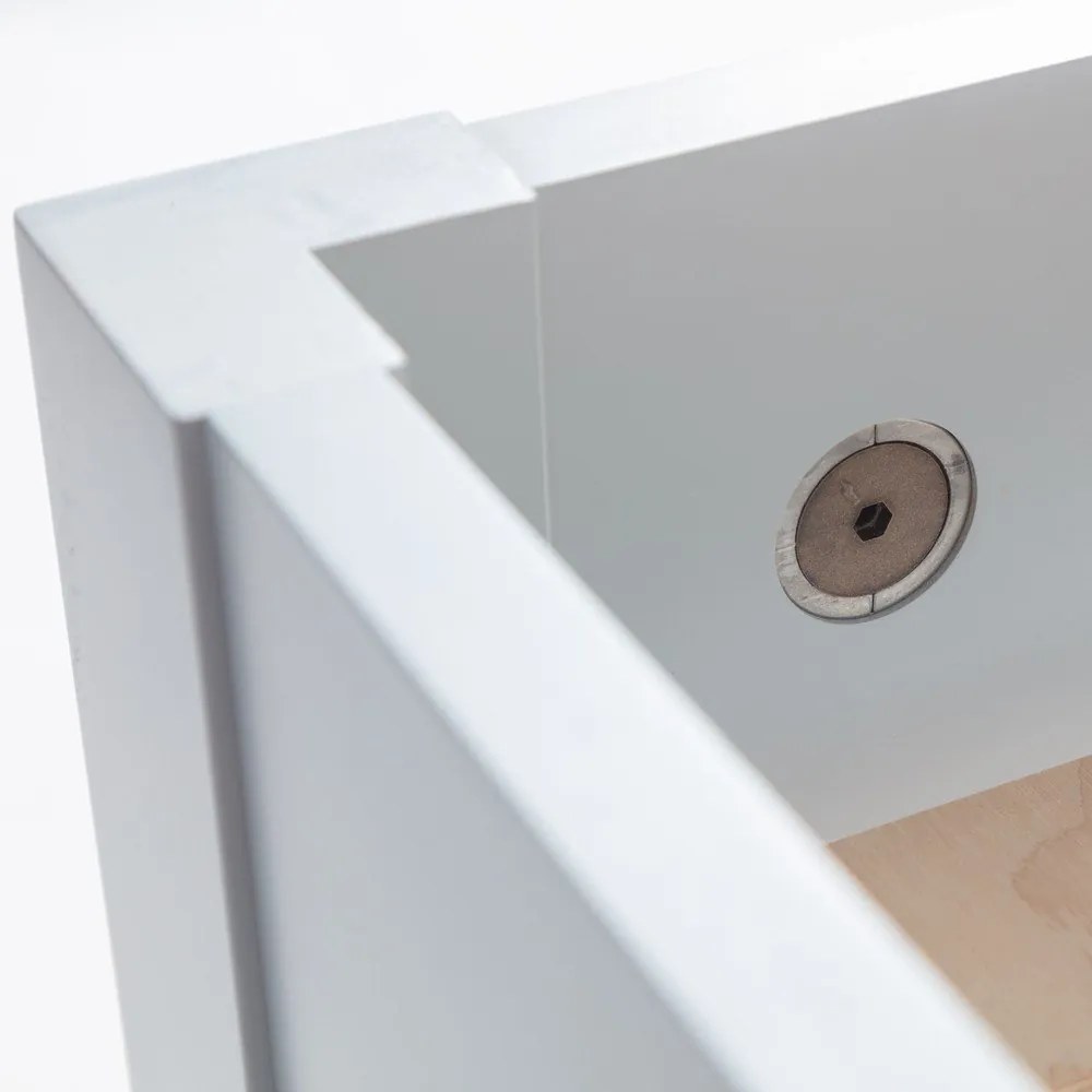 Pat matrimonial gri deschis din lemn masiv de fag cu somieră 160x200 cm Dabi – Ragaba