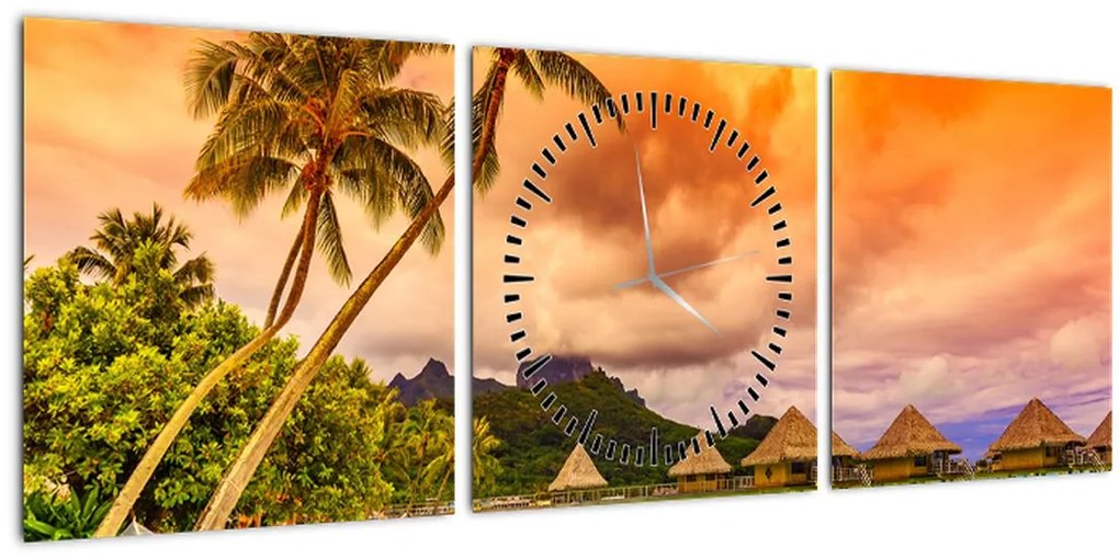 Tablou - Insula Bora Bora (cu ceas) (90x30 cm)