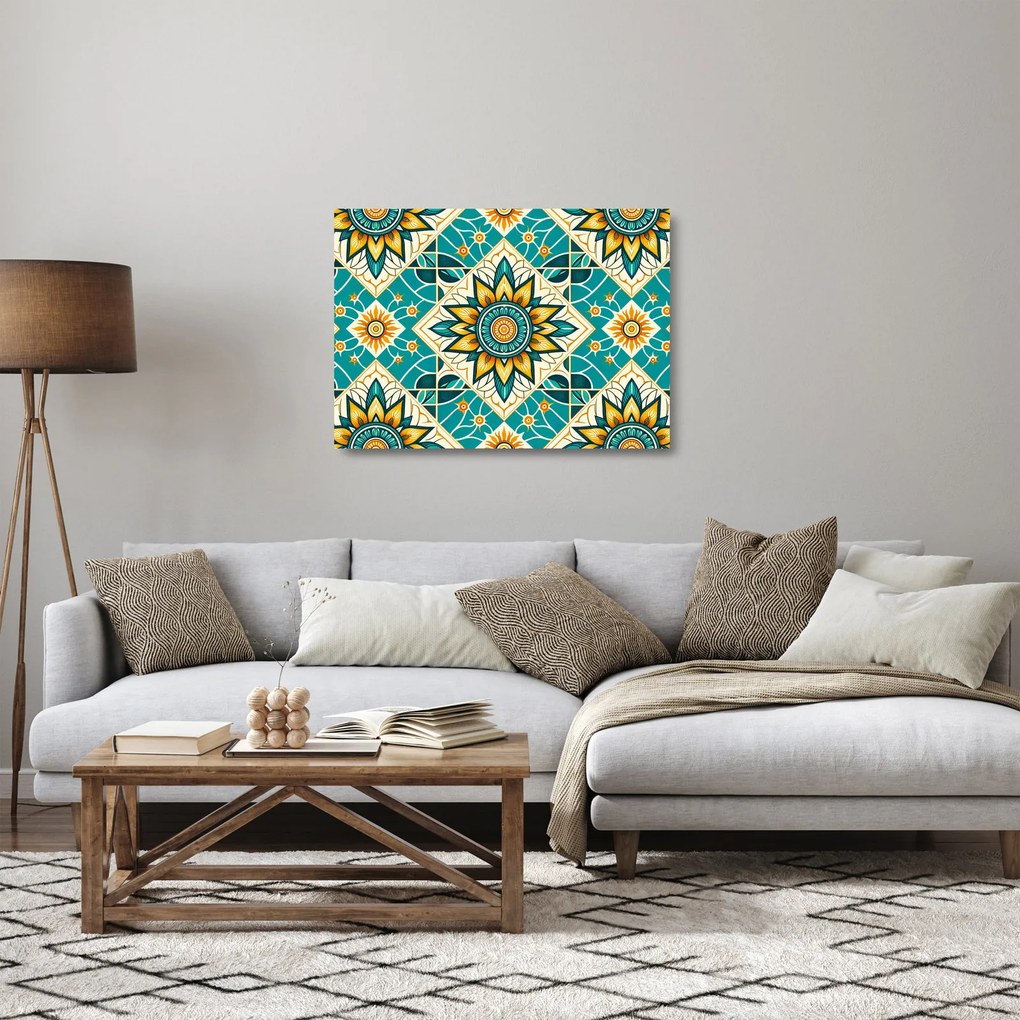 Tablou pe sticlă - Model turcoaz (70x50 cm)
